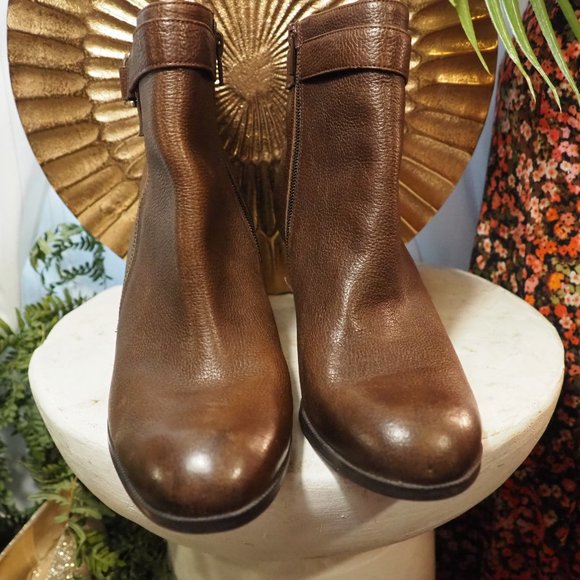 Naturalizer Heeled Ankle Boots Booties Brown Tan Leather Womens 9.5 - Picture 3 of 7